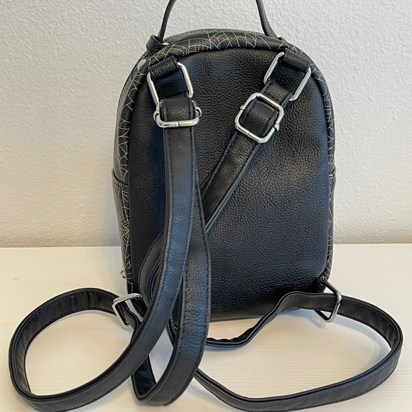 Betsey Johnson Vampire Cat Spider web print Halloween Mini Backpack purse bag - Picture 4 of 9